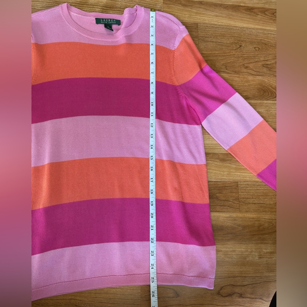 Lauren Ralph Lauren Pink and Orange Striped Sweater - Picture 7 of 7